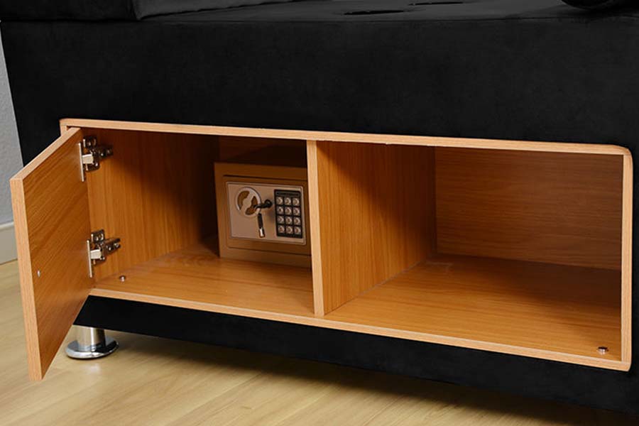 1550 Modern Double Leather Fabric Bed Upholstered Storage Bed Frame