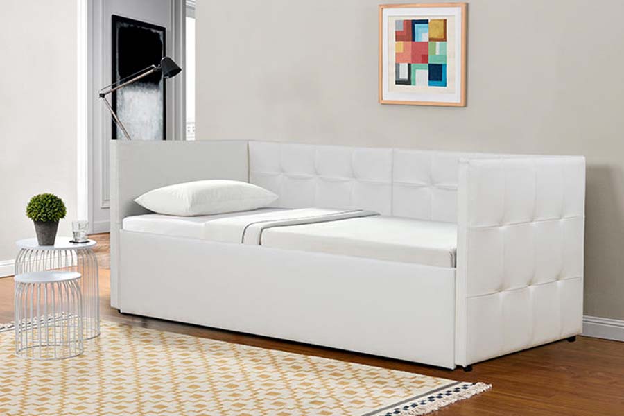 1637 Trundle Soft Leather Day Sofa bed