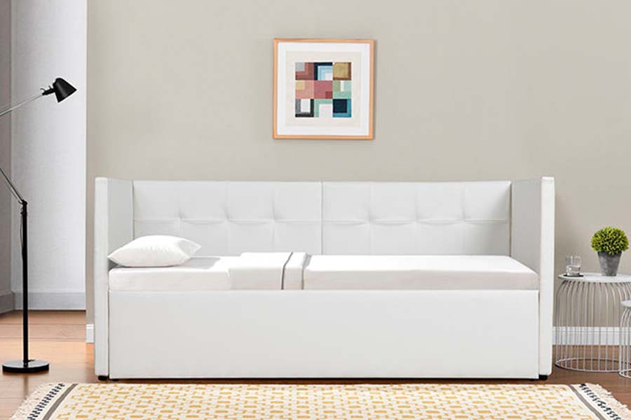 1637 Trundle Soft Leather Day Sofa bed