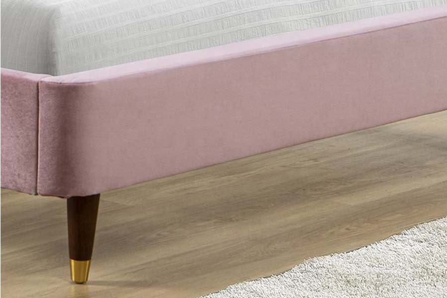 1598 Pink Velvet Fabric cum ligneo Panel ascensum lectum