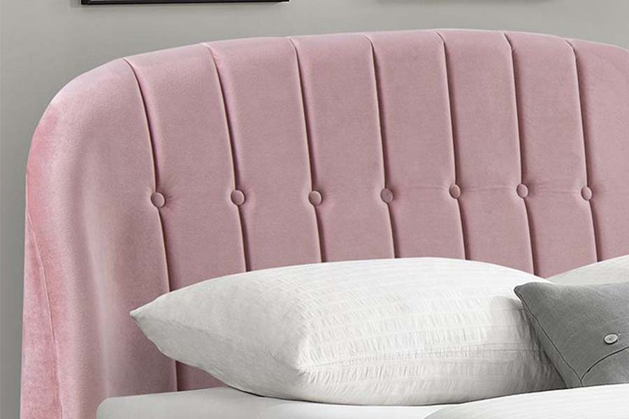 1598 Pink Velvet Fabric cum ligneo Panel ascensum lectum
