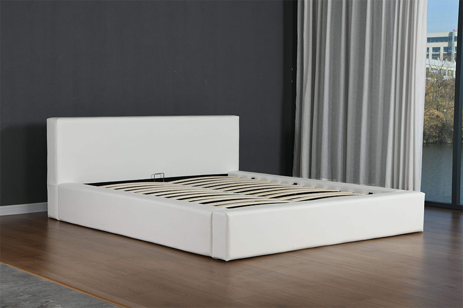 4246 Scandinavian Minimalist Faux Leather Storage Bed Frame
