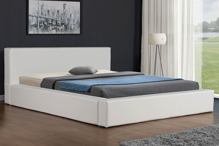4246 Scandinavian Minimalist Faux Leather Storage Bed Frame