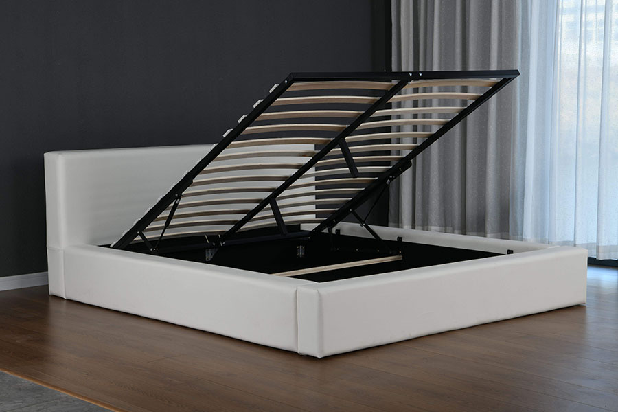 4246 Scandinavian Minimalist Faux Leather Storage Bed Frame