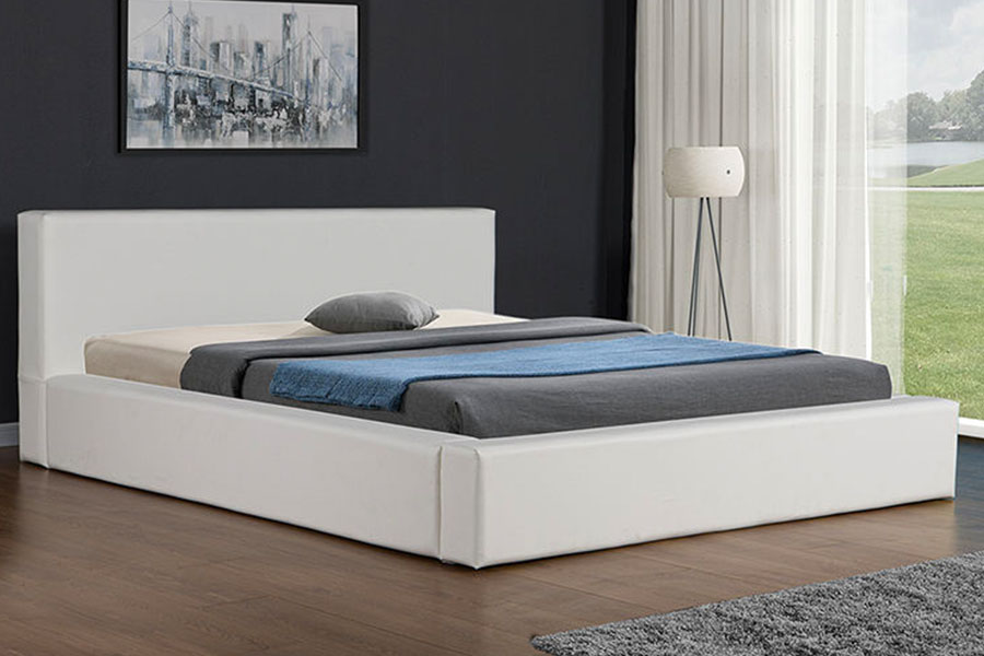 4246 Scandinavian Minimalist Faux Leather Storage Bed Frame