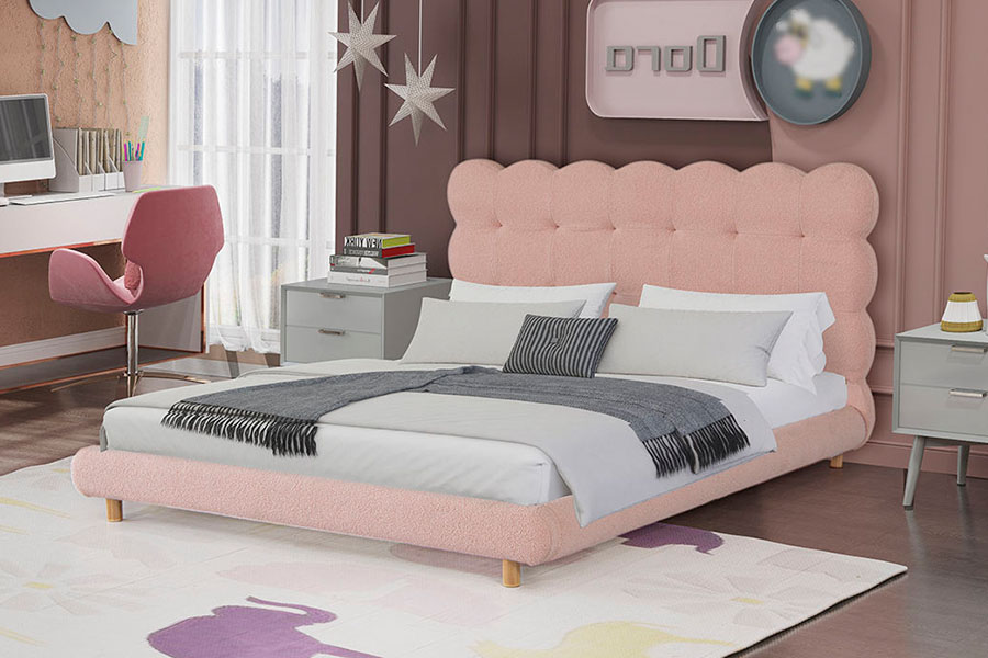 4134 French Design Sherpa Lana caespitosa Upholstered Bed