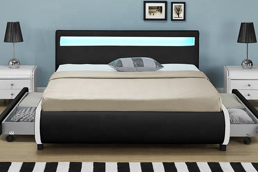1135-1D DUXERIT PRAECLUSIO ascensum Drawer PU Leather Bed
