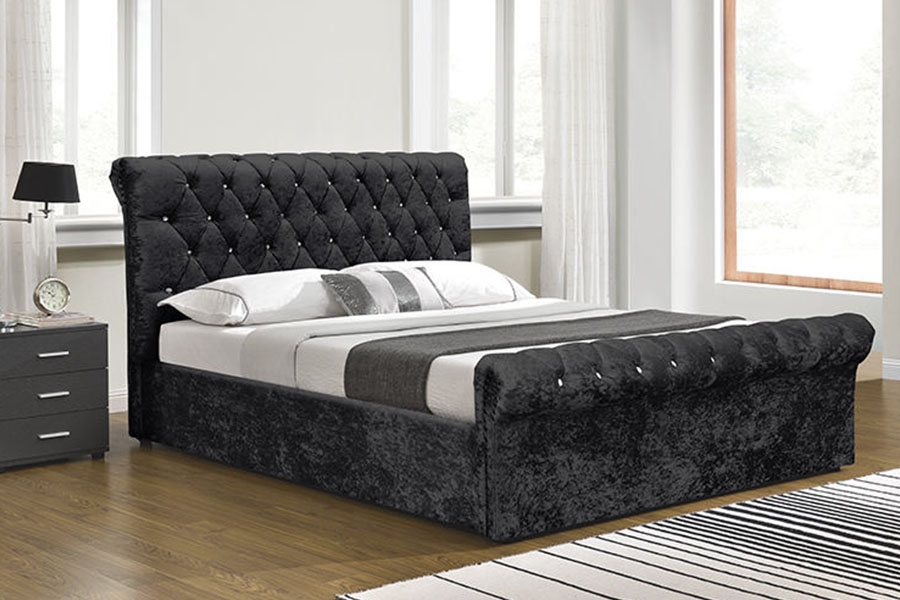 1153G Chesterfield fracti Velvet Crystal Ottoman at Bed