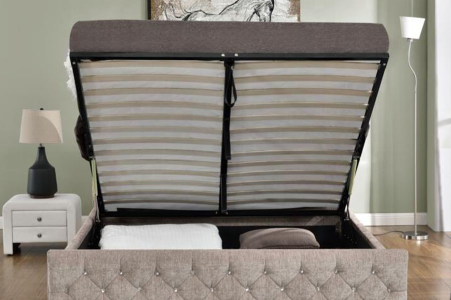 1151G Luxuria Velvet Leva Rex Storage Tufted Bed Frame