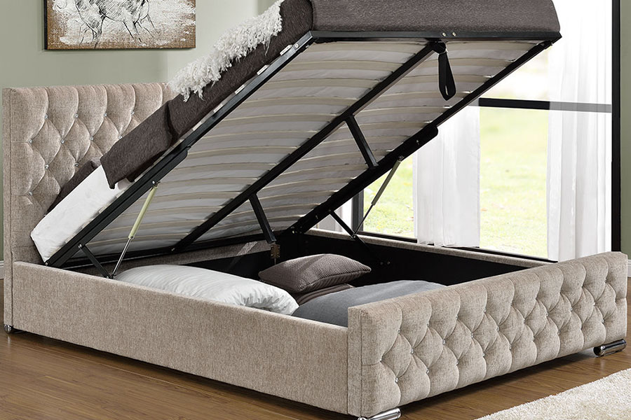 1151G Luxuria Velvet Leva Rex Storage Tufted Bed Frame