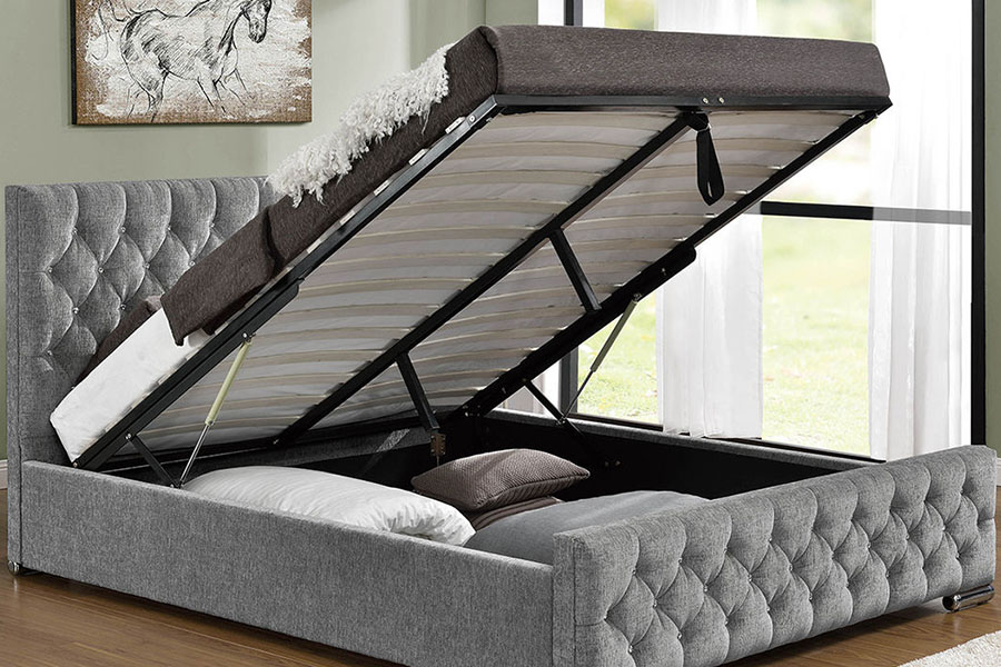 1151G Luxuria Velvet Leva Rex Storage Tufted Bed Frame