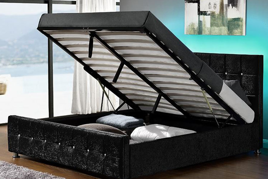 1149-1G Modern Chenille Velvet LED Gas Leva Repono Bed