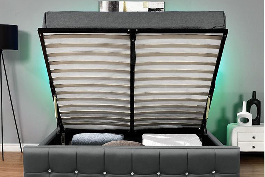 1149-1G Modern Chenille Velvet LED Gas Leva Repono Bed
