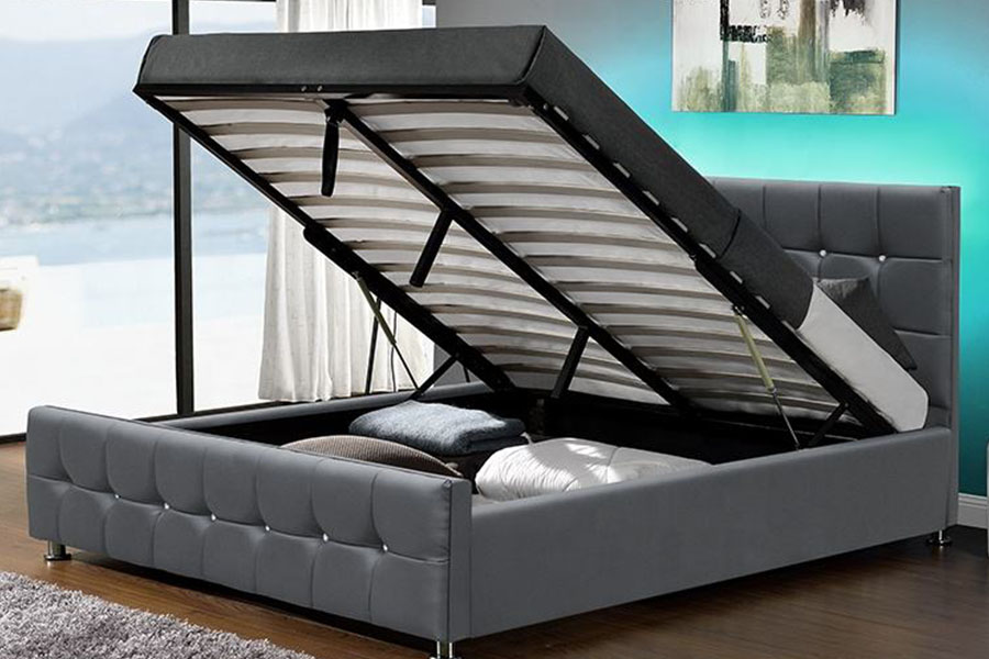 1149-1G Modern Chenille Velvet LED Gas Leva Repono Bed