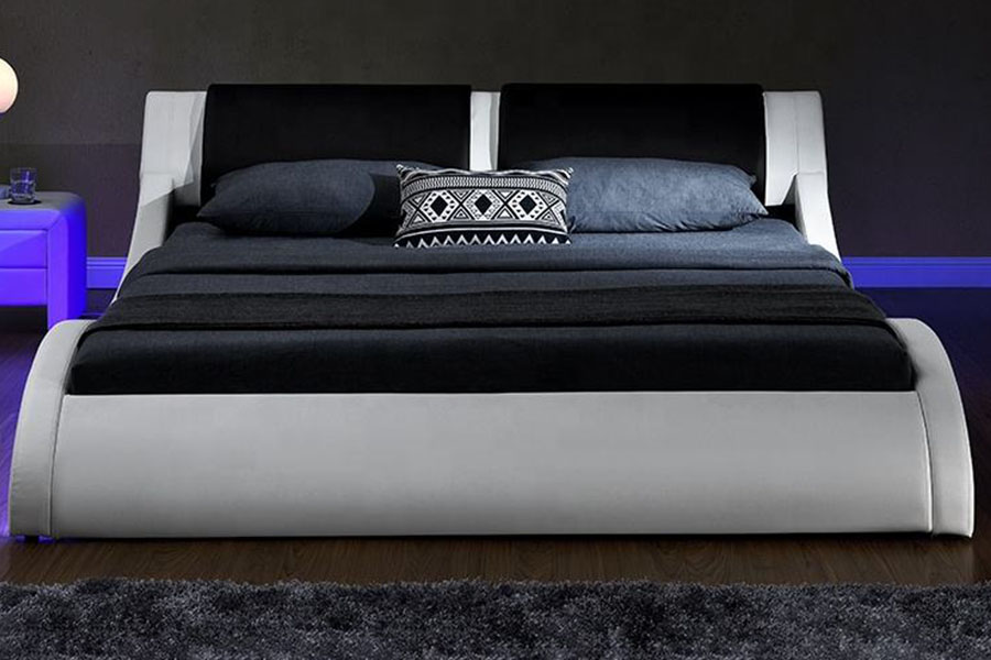 1178-1 Wave-Sicut DUXERIT Frame Leather Regina Rex ascensum Bed