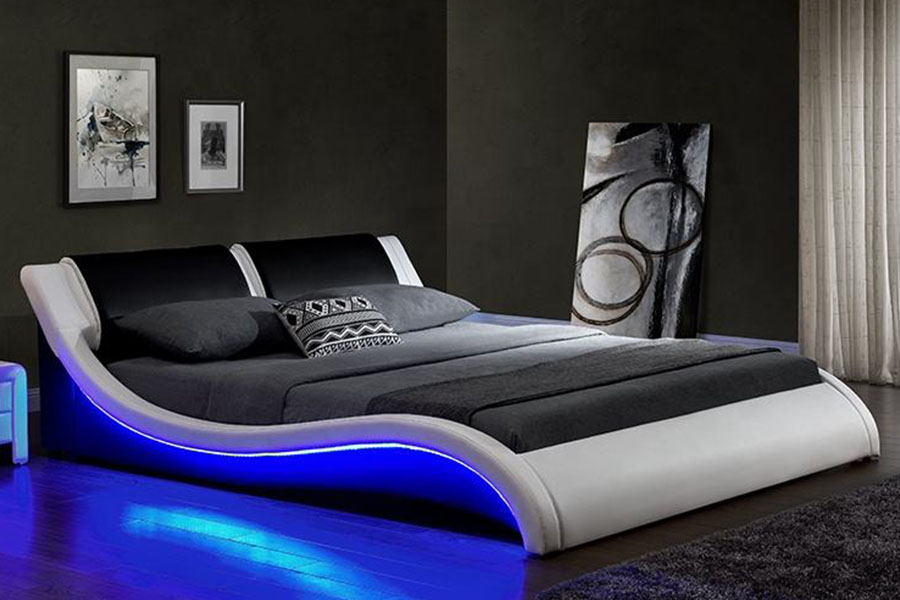 1178-1 Wave-Sicut DUXERIT Frame Leather Regina Rex ascensum Bed