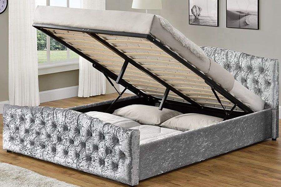 1173G Linten Fabric Gas Leva Ottoman Soft Panel Storage Bed