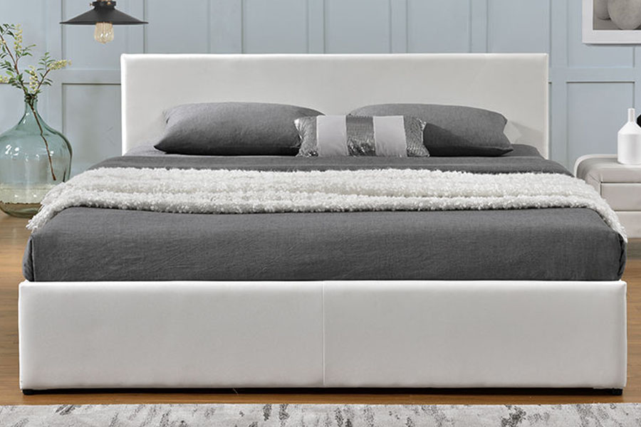 1166G Rex Ottomanus Gas Leva PU Velvet Storage Bed Frame