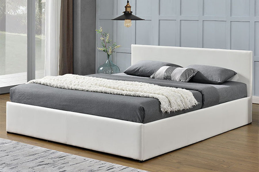1166G Rex Ottomanus Gas Leva PU Velvet Storage Bed Frame