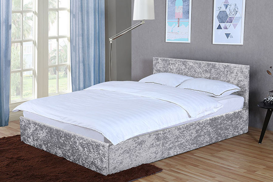 1166G Rex Ottomanus Gas Leva PU Velvet Storage Bed Frame