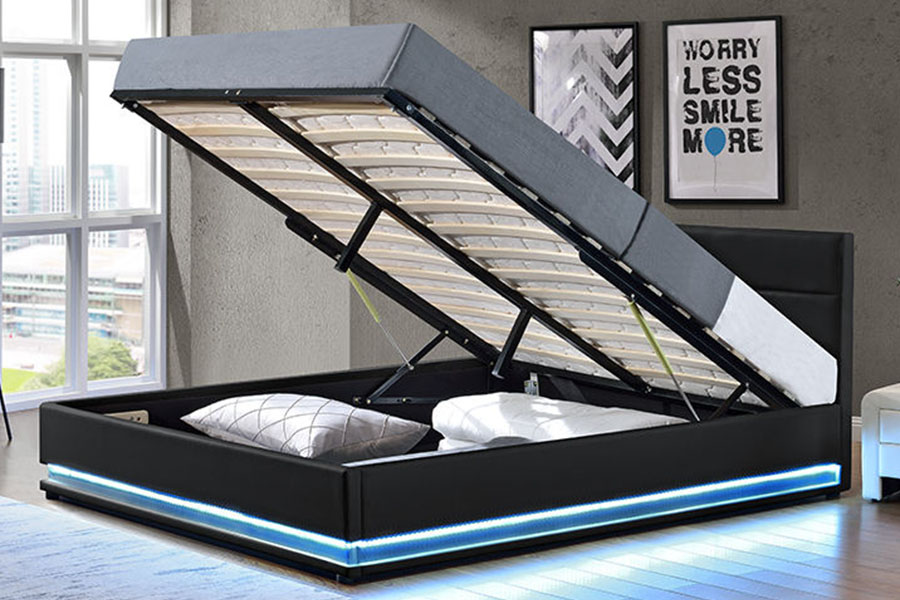 1165-1G Modern Luxuria Leather Storage DUXERIT ascensum Bed Frame