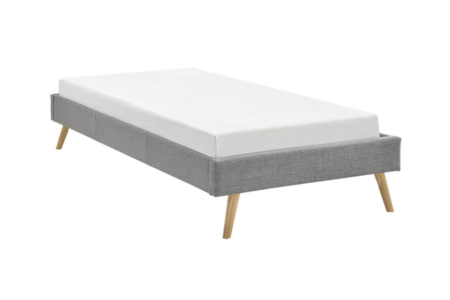 1159C Scandinavian Plywood Panel Linen Wood Pedes Bed