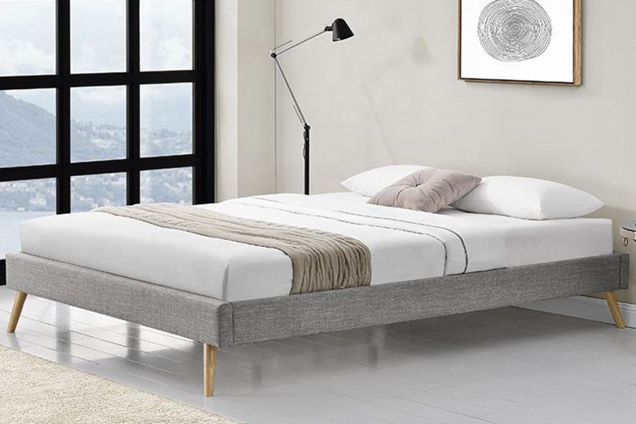 1159C Scandinavian Plywood Panel Linen Wood Pedes Bed