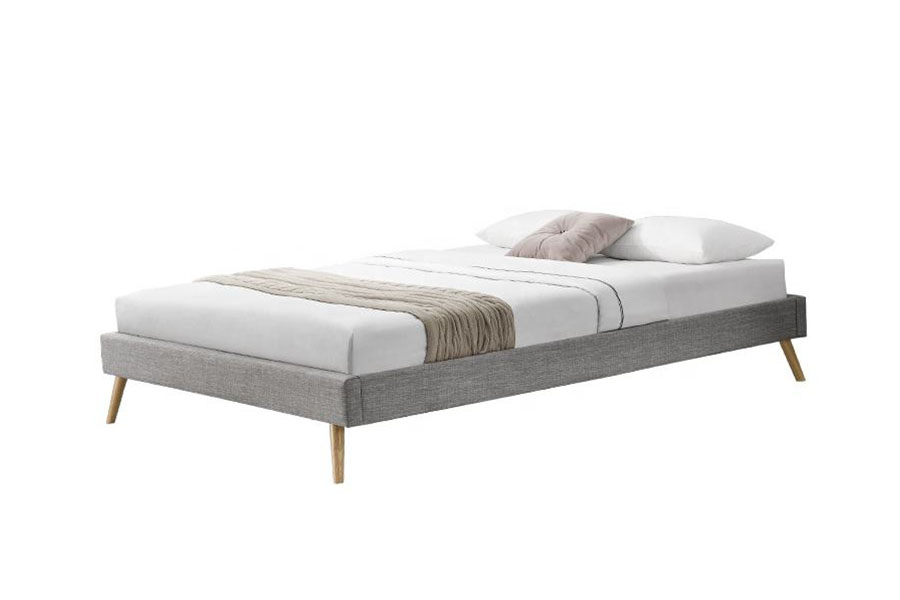 1159C Scandinavian Plywood Panel Linen Wood Pedes Bed