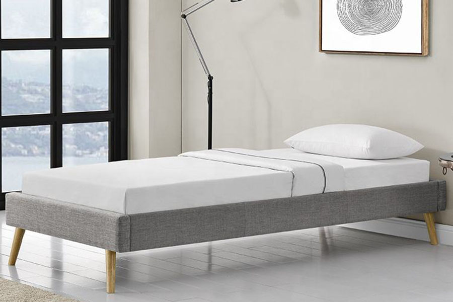 1159C Scandinavian Plywood Panel Linen Wood Pedes Bed