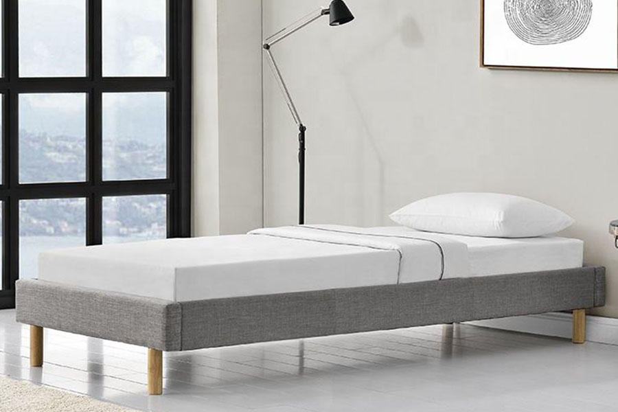 1159B Modern Wood Feet Linen Fabric High Quality Single Bed