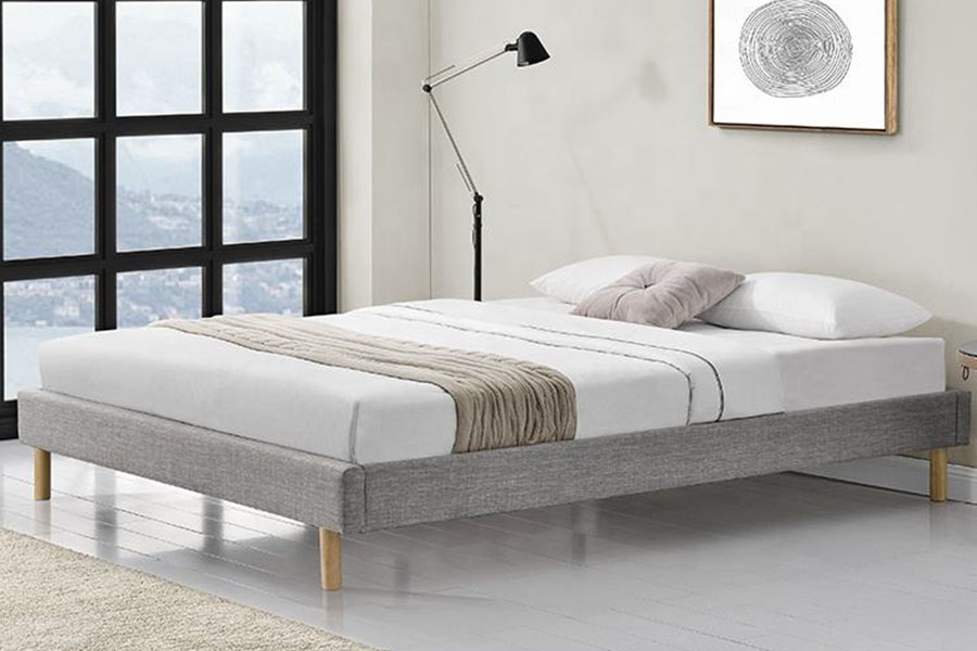1159B Modern Wood Feet Linen Fabric High Quality Single Bed