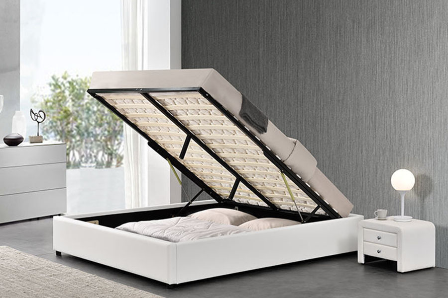 1155G Modern Faux Leather Hotel Gas Leva Storage Bed Frame