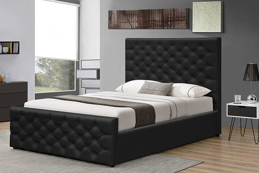 1208G Chesterfield Chenille-Velvet Sleigh Ottoman Repono Bed Frame