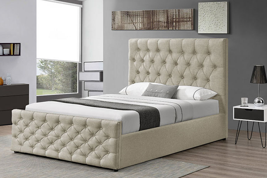 1207G Europae Faux-Leather Ottoman Duplex Gas Leva Storage Bed Frame