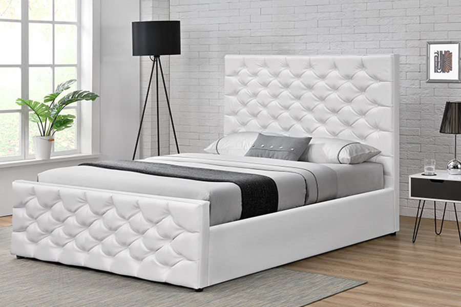 1207G Europae Faux-Leather Ottoman Duplex Gas Leva Storage Bed Frame