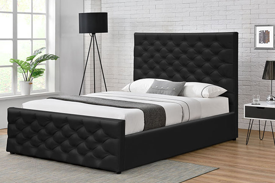 1207G Europae Faux-Leather Ottoman Duplex Gas Leva Storage Bed Frame