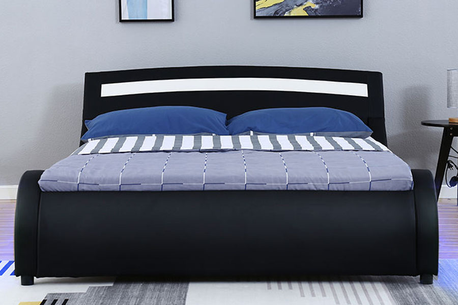 1188-1-2B Modern PU Leather LED Upholstered Bed Frame