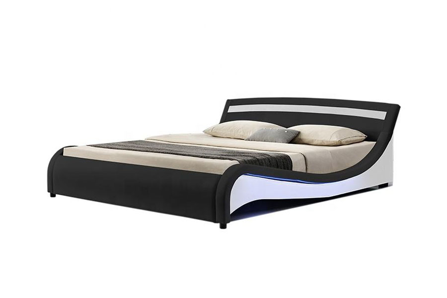 1188-1-2B Modern PU Leather LED Upholstered Bed Frame