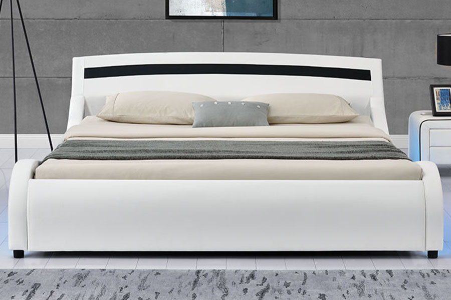 1188-1-2B Modern PU Leather LED Upholstered Bed Frame