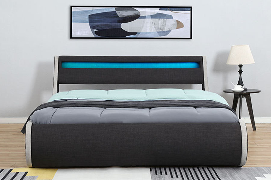 1408-1G Linteo-Fabric Mollis Lignea Frame Ottoman Storage Upholstered Bed Frame