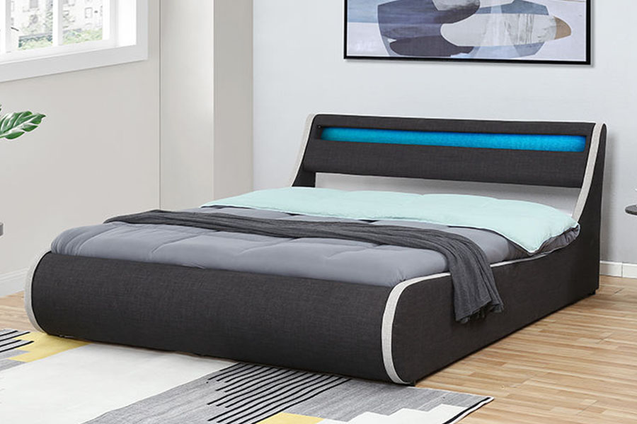 1408-1G Linteo-Fabric Mollis Lignea Frame Ottoman Storage Upholstered Bed Frame