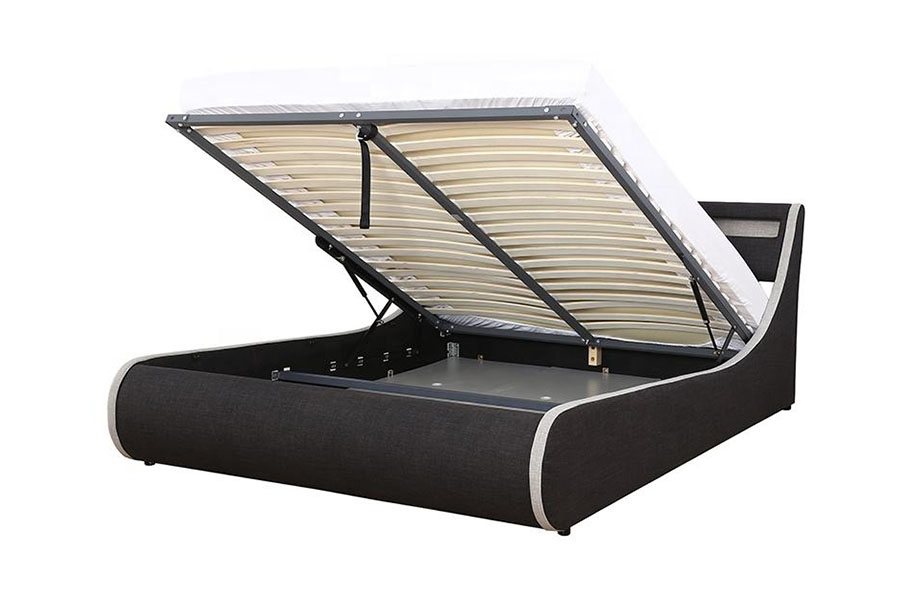 1408-1G Linteo-Fabric Mollis Lignea Frame Ottoman Storage Upholstered Bed Frame