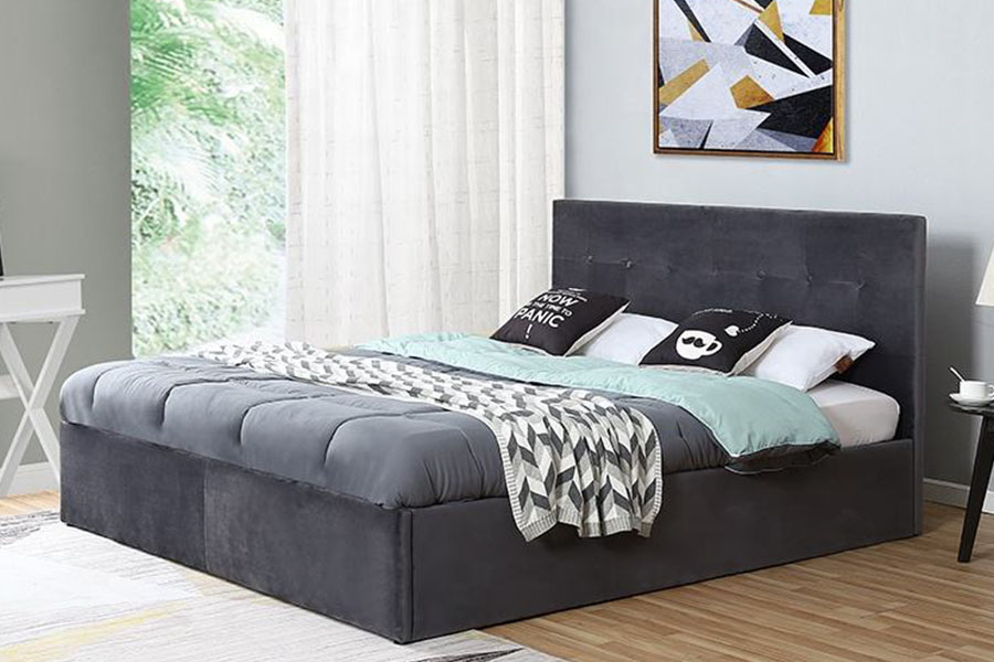 1407G Flexibile-Operatio Velvet Gas Leva lignea at ascensum lectum Frame
