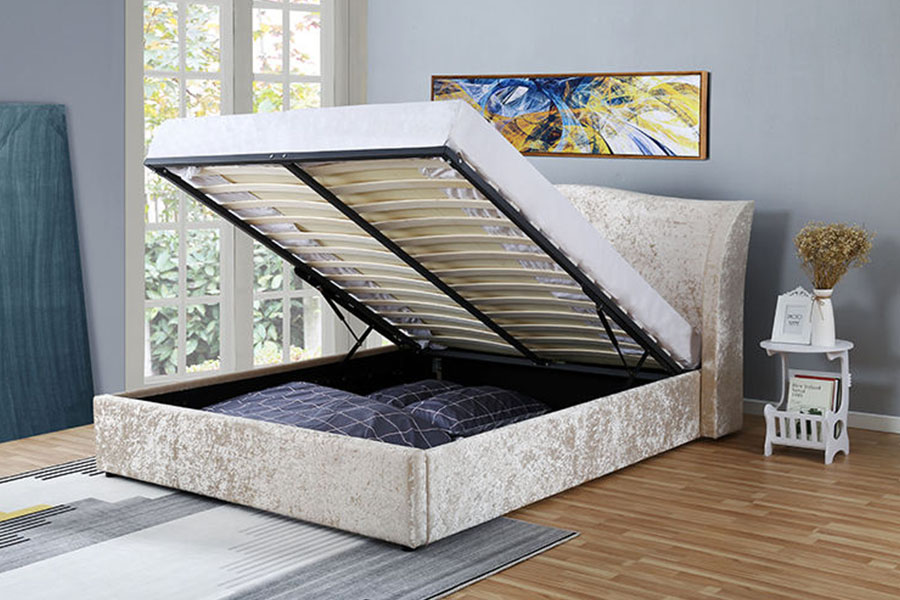 1320G Campaniae-Velvet Ostrearum-Finish Ottomanicum ascensum repono Bed Frame