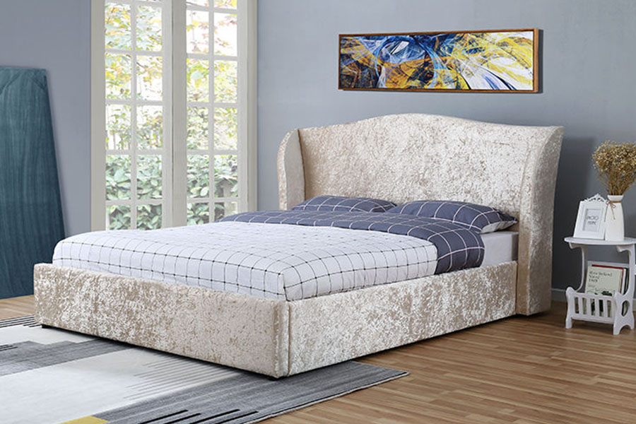 1320G Campaniae-Velvet Ostrearum-Finish Ottomanicum ascensum repono Bed Frame