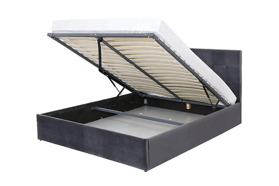 1407G Flexibile-Operatio Velvet Gas Leva lignea at ascensum lectum Frame