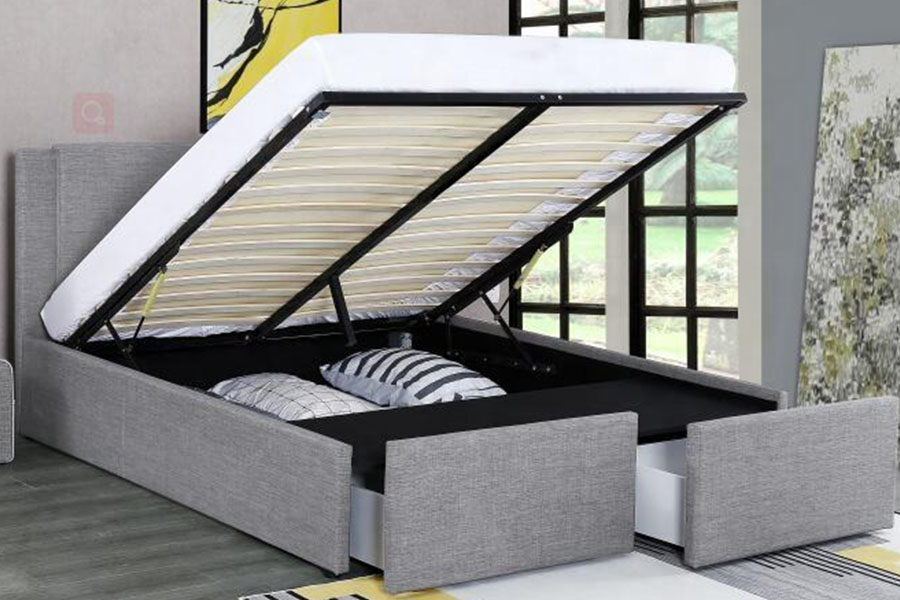 1311DG ​​Gas-Life Two-Drawer Fabric ligneus at ascensum lectum Frame