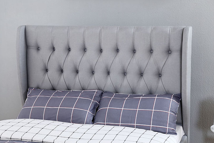 1310G princeps Headboard Wingback Grey-Fabric Button-Detail PRAECLUSIO Bed Artus