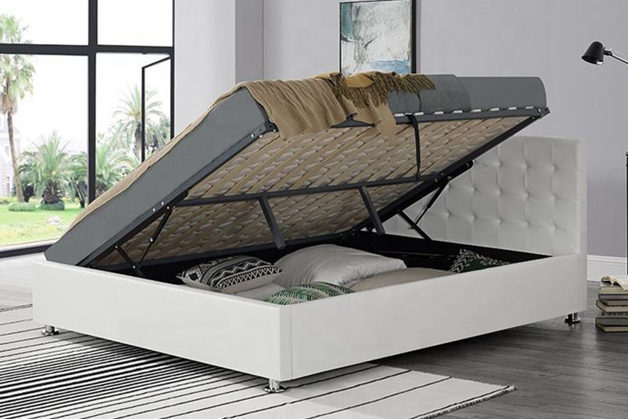 1405G Nigrum Faux-PU Leather Indoor Ottomanicum ascensum repono Bed Frame