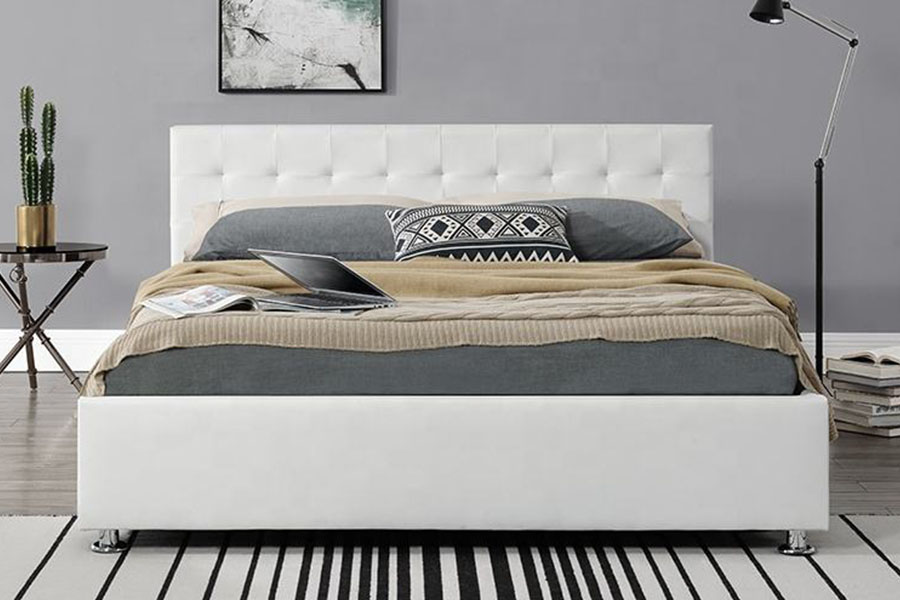 1405G Nigrum Faux-PU Leather Indoor Ottomanicum ascensum repono Bed Frame